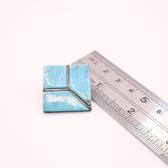 Vintage Navajo Turquoise & Sterling Silver Earrings - Picture 5 of 5